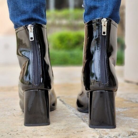 Women's Black PAT Ankle Square Toe Booties - Picture 4 of 7